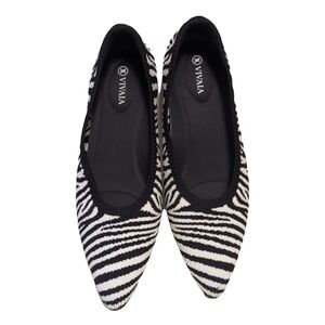 Black and White Zebra Stripe Flats Elegant Loafers